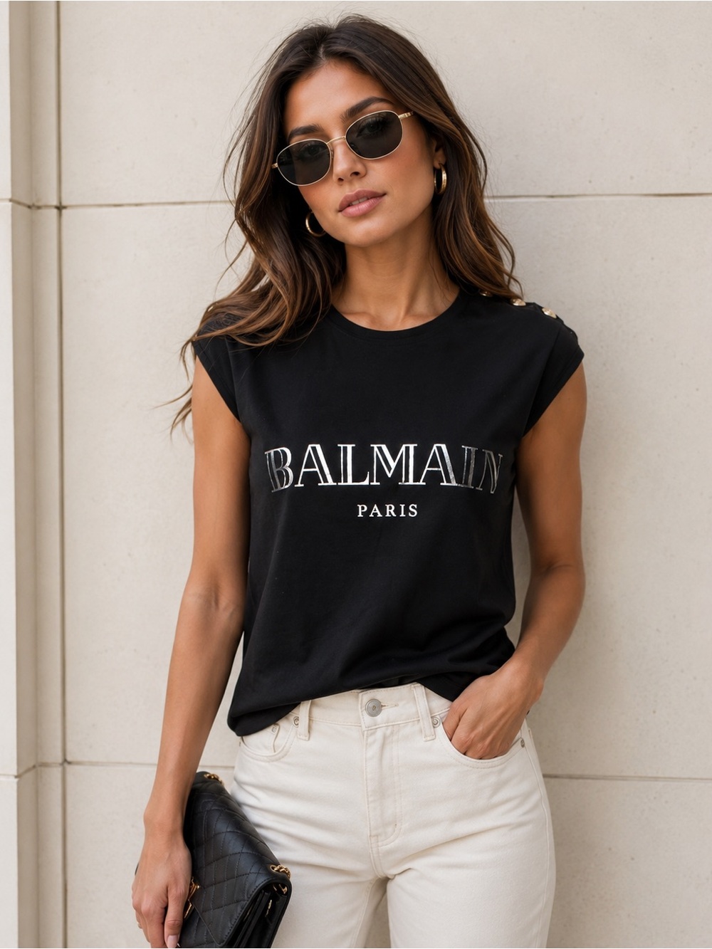 ✨🛍️ Balmain Black Sleeveless Logo Tank
